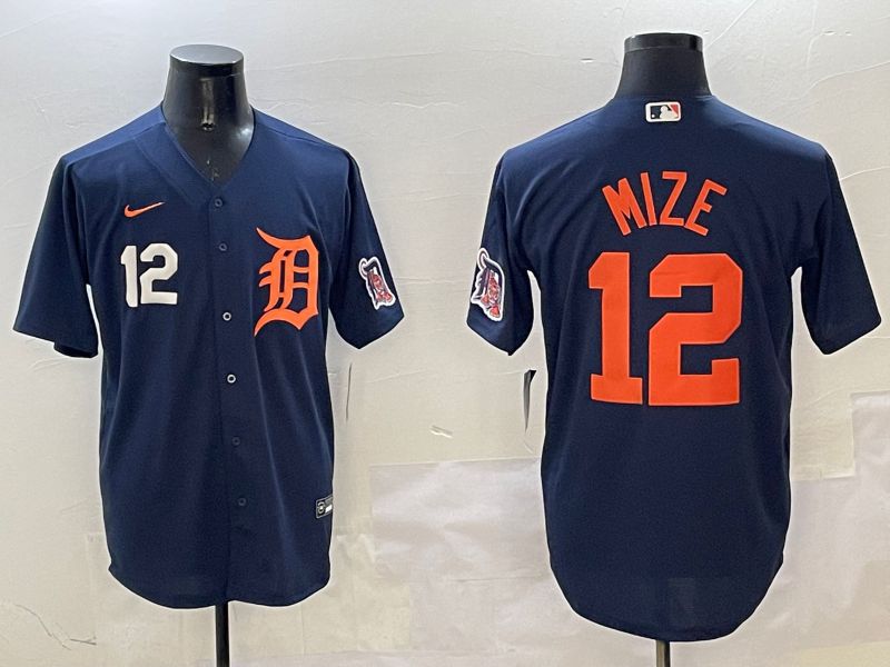 Men Detroit Tigers #12 Mize Drak Blue Game 2025 Nike MLB Jersey style 4->detroit tigers->MLB Jersey